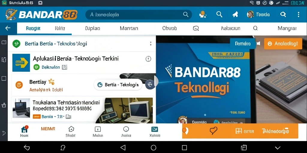 Antarmuka modern dan fungsi aplikasi berita teknologi.