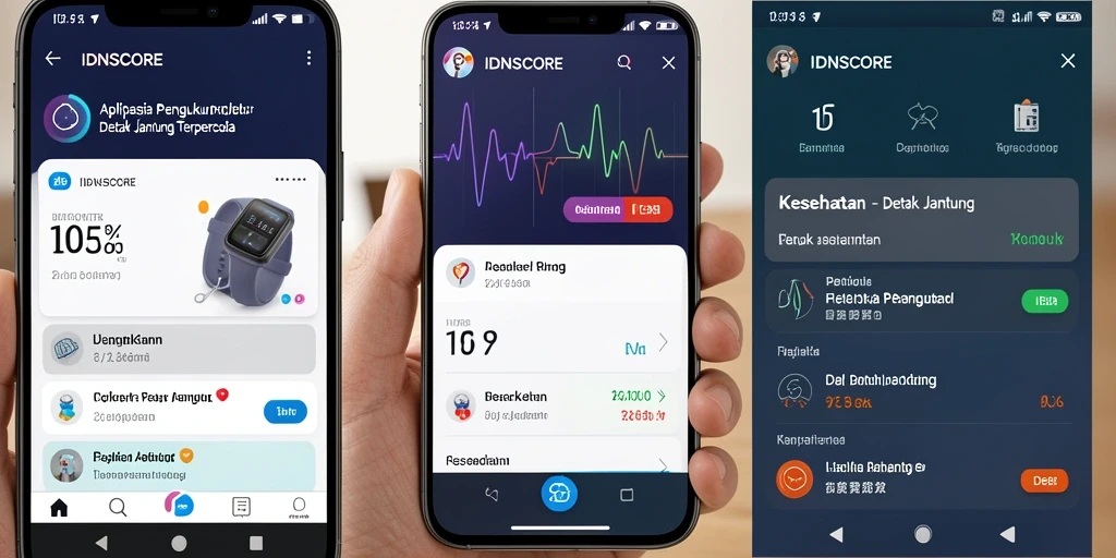 Tampilan antarmuka aplikasi IDNSCORE untuk pengukuran detak jantung.