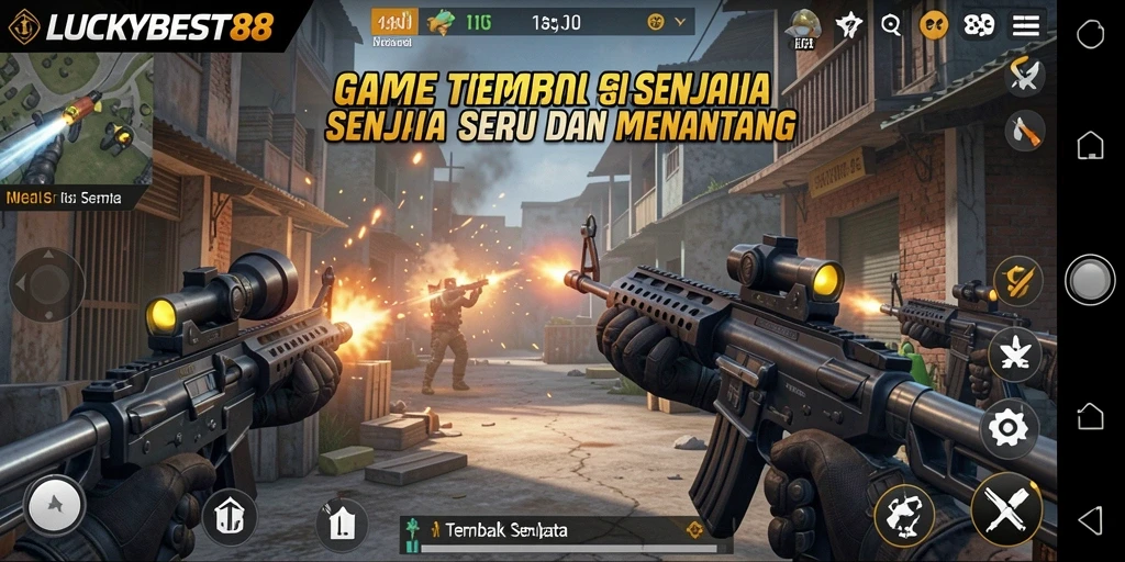 Tampilan antarmuka yang menarik dan intuitif pada game Tembak Senjata.