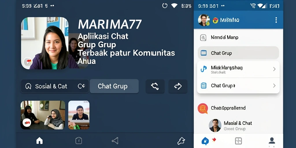 Antarmuka aplikasi MARIMA77 yang menarik untuk Chat Grup.