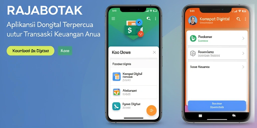Tampilan antarmuka aplikasi Dompet Digital RAJABOTAK yang user-friendly.