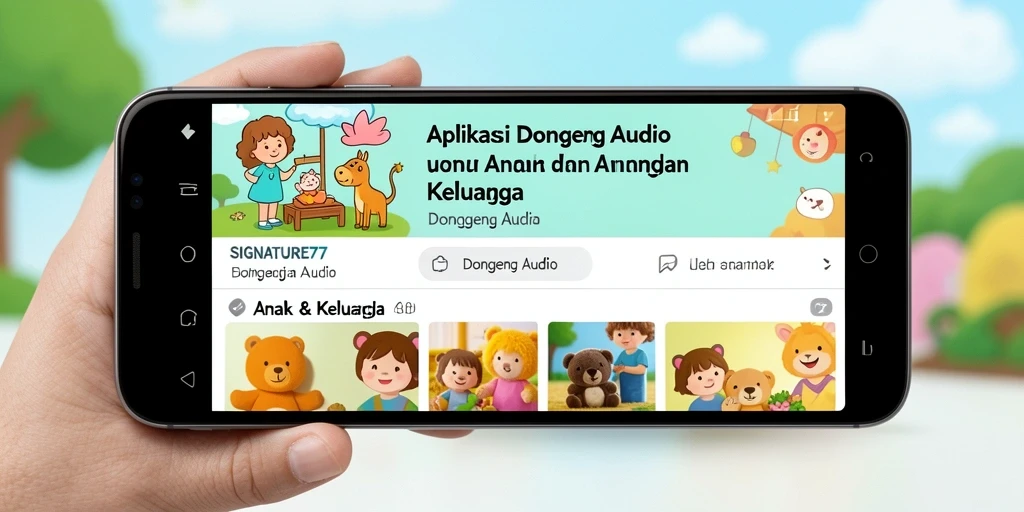 Antarmuka mudah digunakan untuk mendengarkan dongeng audio.