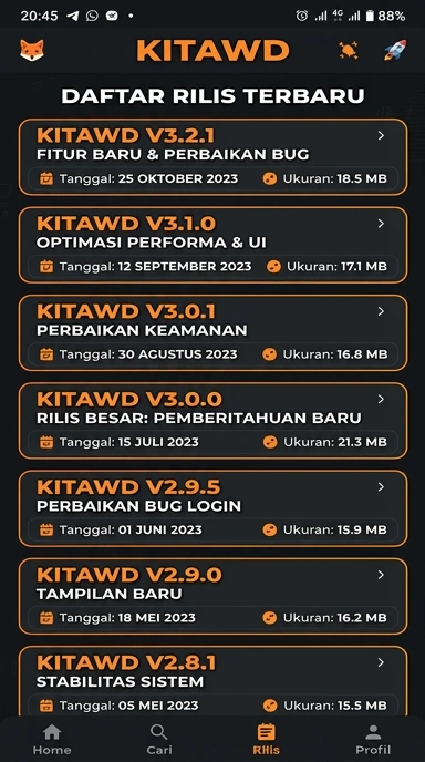 Riwayat Versi Kitawd untuk Pengguna Android